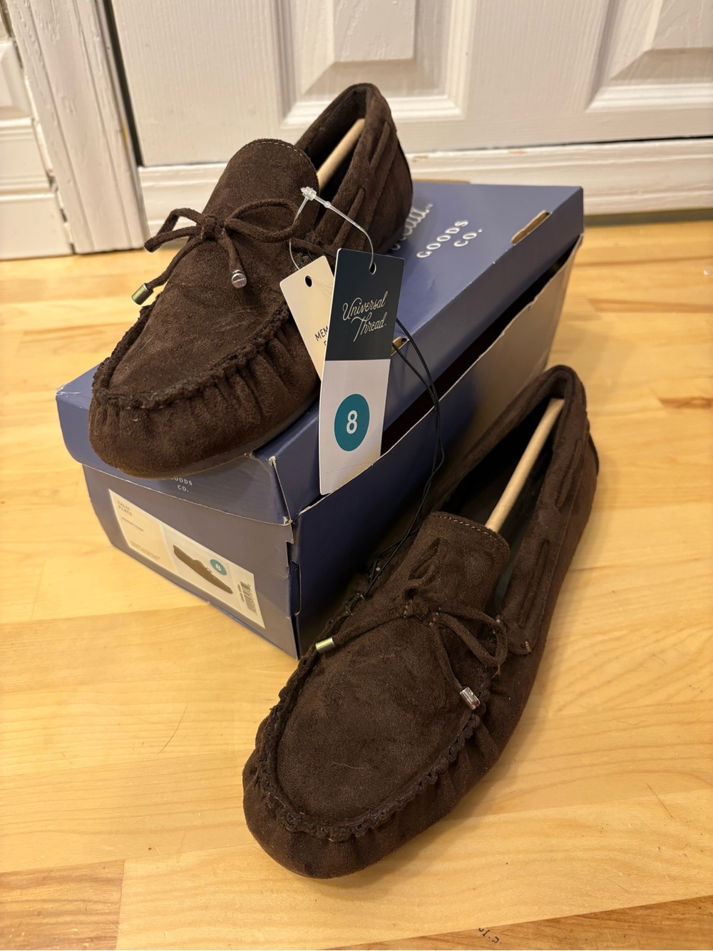Universal Thread Dark Brown Suede Moccasin Loafers with Tie Detail